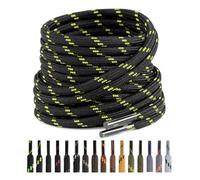 Puzeam Lacci Rotondi per Scarponi [2 Paia], Stringhe Scarpe Resistenti per Stivali da Passeggio, Tondi Lacci per Scarpe da Lavoro, Boot Stringe, Trekking, Montagna - 4.5mm - Nero Giallo Neon 100
