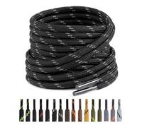 Puzeam Lacci Rotondi per Scarponi [2 Paia], Stringhe Scarpe Resistenti per Stivali da Passeggio, Tondi Lacci per Scarpe da Lavoro, Boot Stringe, Trekking, Montagna - 4.5mm - Nero Grigio 130