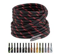 Puzeam Lacci Rotondi per Scarponi [2 Paia], Stringhe Scarpe Resistenti per Stivali da Passeggio, Tondi Lacci per Scarpe da Lavoro, Boot Stringe, Trekking, Montagna - 4.5mm - Nero Rosso 120