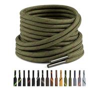 Puzeam Lacci Rotondi per Scarponi [2 Paia], Stringhe Scarpe Resistenti per Stivali da Passeggio, Tondi Lacci per Scarpe da Lavoro, Boot Stringe, Trekking, Montagna - 4.5mm - Verde militare Marrone 140