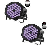 PUZILOZA 2pcs Luz Negra con Batería para Glow-Fiestas, Batería Recargable Lámpara Negra UV de 36 LED con DMX y Control Activado por Música Luz de Fiesta LED UV para DJ Disco Bar Halloween
