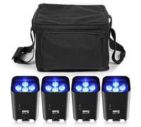 PUZILOZA 4PCS 108W led par faretti batteria ricaricabili con Borsa per Halloween, RGBW UV luce palco con DMX/APP/Telecomando Luce da discoteca per DJ KTV Party Bar Matrimonio Compleanno Natale