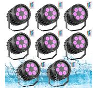PUZILOZA 8PCS 6 x 3W IP67 Impermeabile LED Par, RGBW 4 in 1 LED Luce Palco con Telecomando Luci da Discoteca Festa, per Prestazione all'Aperto, Prati, Feste, Bar, Palchi, Spettacoli di Festival