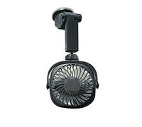 PUZOU Ventola oscillante per auto nera con ventosa, mini ventilatore USB per auto con gancio multidirezionale, ventilatore portatile a clip per auto con rotazione di 360 gradi