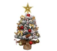 PUZYI Decorazioni Albero di Natale Artificiale da Tavolo 45/60 cm, Piccolo Albero di Natale con Fiocco, Bacche, Stella, Puntale e Decorazioni a Forma di Palla Inverno(Golden-45cm)