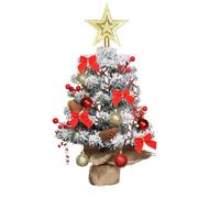 PUZYI Decorazioni Albero di Natale Artificiale da Tavolo 45/60 cm, Piccolo Albero di Natale con Fiocco, Bacche, Stella, Puntale e Decorazioni a Forma di Palla Inverno(Red-60cm)