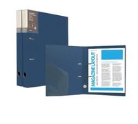 PUZYI Portadocumenti Confezione da 2 Cartelle Resistenti A Due Tasche, 2 Cartelle Ad Anelli, Etichette sul Dorso Sostituibili, Raccoglitore Ad Anelli Cartella Documenti(Blauw)