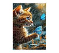 Puzzle 100 Pezzi Blu Farfalla Gatto Gioco Educativo Puzzle Impossibili Adatto Agli Appassionati di Puzzles Puzzles per Adulti 100 Pezzi 40x28 cm