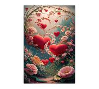 Puzzle 100 Pezzi, Cuore Fiori Rosa Puzzles, Gioco Educativo Sviluppare Osservazione e Logica, Puzzle 100 Pezzi per Adulti