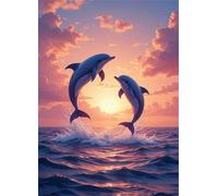 Puzzle 100 Pezzi Delfino Tramonto Sull'Oceano, Intrattenimento Creativo, Puzzle Classico per Adulti Gioco Educativo Regalo per Uomini Donne e Anziani 40 x 28 cm