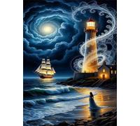 Puzzle 100 pezzi Giochi educativo e Giocattoli sfida Regalo Jigsaw puzzle classici per Adulti,DIY Puzzles Faro ragazza sulla spiaggia,40x28 cm