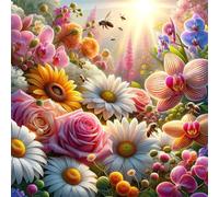 Puzzle 100 Pezzi,jigsaw puzzle per adulti 35x35 cm Api dai fiori di sole Puzzles Classici,puzzles impegnativo,Impossibile Difficile giochi per tutta la famiglia