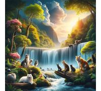 Puzzle 100 Pezzi,jigsaw puzzle per adulti 35x35 cm Cascate Animali Paesaggio Puzzles Classici,puzzles impegnativo,Impossibile Difficile giochi per tutta la famiglia