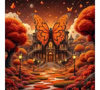 Puzzle 100 Pezzi,jigsaw puzzle per adulti 35x35 cm Castello delle Farfalle Autunnali Puzzles Classici,puzzles impegnativo,Impossibile Difficile giochi per tutta la famiglia