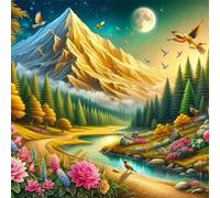 Puzzle 100 Pezzi,jigsaw puzzle per adulti 35x35 cm Paesaggio della Montagna Dorata Puzzles Classici,puzzles impegnativo,Impossibile Difficile giochi per tutta la famiglia