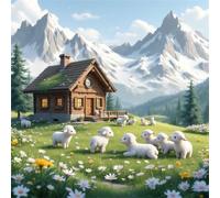 Puzzle 100 Pezzi,jigsaw puzzle per adulti 35x35 cm Pecore della baita di montagna Puzzles Classici,puzzles impegnativo,Impossibile Difficile giochi per tutta la famiglia