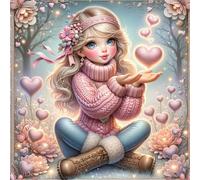 Puzzle 100 Pezzi,jigsaw puzzle per adulti 35x35 cm Ragazza dal Cuore Rosa Puzzles Classici,puzzles impegnativo,Impossibile Difficile giochi per tutta la famiglia