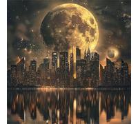 Puzzle 100 Pezzi,jigsaw puzzle per adulti 35x35 cm Riflessi della città al chiaro di luna Puzzles Classici,puzzles impegnativo,Impossibile Difficile giochi per tutta la famiglia