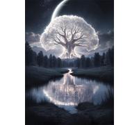 Puzzle 100 Pezzi Lago Albero della Vita, Puzzle Giocattolo Decompressivo Intellettuale Educativo Divertente Gioco per Famiglie, Puzzles per Adulti 100 Pezzi 40 x 28 cm