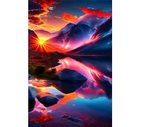 Puzzle 100 Pezzi Lago Montagna All'Alba, Puzzle Impossibili Gioco Educativo Sviluppa Pazienza e Destrezza, Lettere sul Retro Facile Montaggio, Regalo per Uomini Donne e Anziani 40 x 28 cm