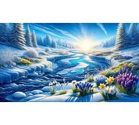 Puzzle 100 Pezzi per Adulti 40 x 28 cm,Fiume del tramonto invernale Rompicapo Classico,Impossibile Difficile Sfidanti Puzzles Gioco di Famiglia e Decorazione Murale