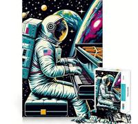 Puzzle 1000 Astronauta Suona il Pianoforte Wpap Accurato Divertimento Articolare Divertimento Cognitivo Gioco a Tempo Lento Gioco Artistico di Compleanno (50x75cm)