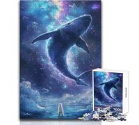 Puzzle 1000 balene nello spazio con orso polare, gioco divertente per lo sviluppo cognitivo, regalo speciale per una celebrazione premurosa, dimensioni 50x75cm