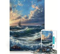 Puzzle 1000 barche al tramonto sull'oceano,incastro perfetto,attività di gioco intelligente,divertimento per il tempo libero,regalo di compleanno 50x75cm