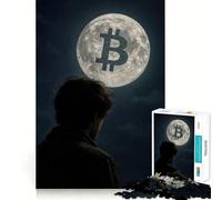 Puzzle 1000 Bitcoin to The Moon Meme Pezzi a incastro stretti Gioco cognitivo Regalo Divertimento accogliente Scena di Natale Illustrazione (38x26cm)