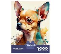 Puzzle 1000 Chihuahua Watercolor Anima Puzzle Per Adolescenti Gioco Rompicapo Regali Per Donne Regali Unici Per Compleanno E Natale 70x50cm/1000pcs