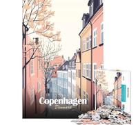 Puzzle 1000 Copenhagen Street View gioco educativo per sfide di gioco ottimo regalo e passatempo per le vacanze a casa (dimensioni 38x52cm)