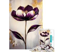 Puzzle 1000 Elegante Viola Arte Floreale Oro - Pittura Realistica Ma Astratta per Giocattoli Creativi per Coltivare la Pazienza Giochi Rilassanti Apprendimento Regali di Babbo Natale Segreto Educativi