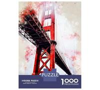 Puzzle 1000 Golden Gate in Watercolor Puzzle Per Adulti Gioco Rompicapo Taglio Di Precisione Regali Unici Per Compleanno E Natale 70x50cm/1000pcs