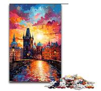 Puzzle 1000 La psichedelia colorata del Ponte Carlo Puzzle in legno per bambini Famiglia Interazione genitore figlio 75x50cm