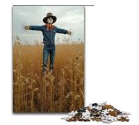 Puzzle 1000 Lo spaventapasseri veglia silenziosamente sul campo Puzzle in legno per bambini Interazione tra genitori e figli 1000 pezzi (75x50 cm)