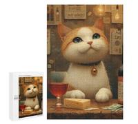 Puzzle 1000 PCS Cat with Cheese And Wine Puzzle Per Adolescenti Migliorano La Memoria Difficili E Stimolanti Rompicapo Giochi Per Famiglie 1000 PCS