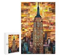 Puzzle 1000 PCS Empire State Building Stained Glass-2 Puzzle Per Adolescenti: Migliorano La Memoria, Sfida Educativa, Regali Per Amici E Familiari 1000 PCS