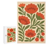 Puzzle 1000 PCS Floral Pattern with Red Flowers Puzzle Per Adolescenti Giochi Rilassanti Sfida Difficile Regali Unici Per Compleanno E Natale 1000 PCS