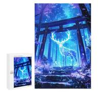 Puzzle 1000 PCS Glowing Deer in Forest Shrine Puzzle Per Adolescenti Giochi Rilassanti Sfida Difficile Regali Unici Per Compleanno E Natale 1000 PCS