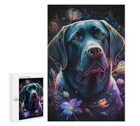 Puzzle 1000 PCS Glowing Labrador with Flowers Puzzle Per Adulti Puzzle Regalo Di Compleanno Difficile E Sfida Gioco Impegnativo Regali 1000 PCS