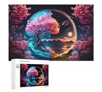 Puzzle 1000 PCS Per Adolescenti Cherry Blossom Sphere Day & Night Harmony Puzzle Per Adulti Giochi Rilassanti Perfetto Per Decorare E Regalare A Tutta La Famiglia 1000 PCS