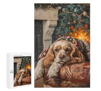 Puzzle 1000 PCS Per Adolescenti Cocker Spaniel Dog by Fireplace Christmas Painting Puzzle Per Adulti Giocattoli Fai Da Te Analisi E Logica Come Regali Per Tutta La Famiglia 1000 PCS