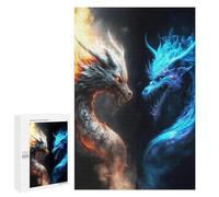 Puzzle 1000 PCS Per Adolescenti Fire Vs Ice Dragons Battle Puzzle Per Adulti Che Migliorano La Memoria Difficili E Stimolanti Regali Di Natale E Compleanno 1000 PCS