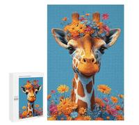 Puzzle 1000 PCS Per Adolescenti Floral Crown Giraffe Art Print Puzzle Per Adolescenti Migliora La Memoria Difficile Da Completare Divertimento in Famiglia E Serata Di Giochi 1000 PCS