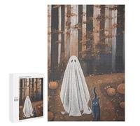 Puzzle 1000 PCS Per Adolescenti Ghost, Cat, And Pumpkins in Autumn Forest Puzzle Per Adulti Giochi Per Famiglie Regalo Di Compleanno Regalo Di Compleanno Unico 1000 PCS