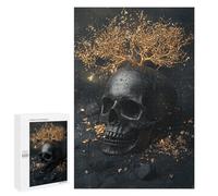 Puzzle 1000 PCS Per Adolescenti Gothic Black Skull Decor with Gold Tree Puzzle Per Adolescenti Analisi E Logica Allena Il Tuo Cervello E Le Tue Mani Gioco Di Sfida Unico 1000 PCS