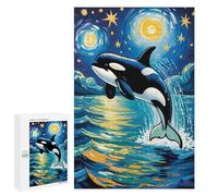 Puzzle 1000 PCS Per Adolescenti Moonlit Ocean An Orca’s Leap Under The Starry Sky Van Gogh Style Art Puzzle Per Adolescenti Migliora La Memoria Difficile Da Completare Divertimento in Famiglia E Serat