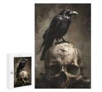Puzzle 1000 PCS per Adolescenti Raven Sitting On Skull Puzzle Gioco Di Ingegnere Alleviatore Di Stress Sfidante per Completare 1000 PCS