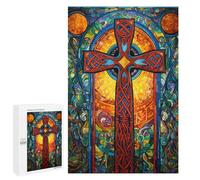 Puzzle 1000 PCS Per Adolescenti Stained Glass Cross Artwork Puzzle Per Adulti Per Divertimento in Famiglia Aiuta Ad Allenare Il Cervello Gioco Dal Design Bellissimo 1000 PCS