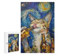 Puzzle 1000 PCS Per Adolescenti Starry Night Cat with Beer -3 Puzzle Per Adolescenti Analisi E Logica Allena Il Tuo Cervello E Le Tue Mani Gioco Di Sfida Unico 1000 PCS